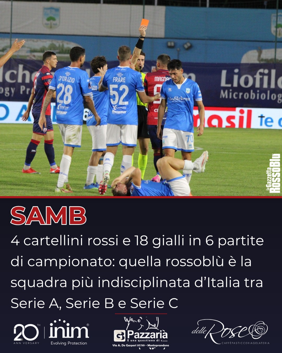 FOCUS 🔎

Un altro primato non positivo per l'@u.s.sambenedettese 🔴🔵 in questo inizio di stagione 📉

⛔ 4 cartellini rossi e 18 gialli fanno dei rossoblù la squadra più indisciplinata tra Serie A, Serie B e i tre gironi di Serie C

#stats #grb #gazzettarossoblù #samb #sambenedettese #lagazzettarossoblù #calcio #seriec #gironeb #legapro #seriecskywifi