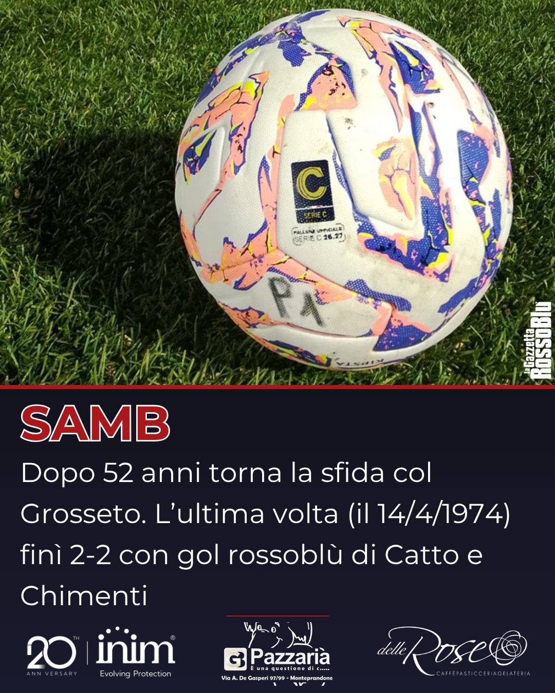VERSO GROSSETO 🔎 

Torna dopo più di 50 anni 🔙 la sfida tra Grosseto e @u.s.sambenedettese 🔴🔵

🗓 L'ultima volta nel 1973/74 finì 2-2: per i rossoblù in gol Catto e Chimenti

#grosam #grossetosamb #grosseto #grb #gazzettarossoblù #samb #sambenedettese #lagazzettarossoblù #calcio #seriec #gironeb #legapro #seriecskywifi