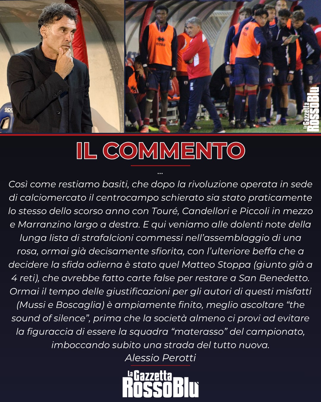 COMMENTO ✍🏻

Alcune delle riflessioni 💬 del nostro Alessio Perotti dopo l'ennesima sconfitta ❌ dell'@u.s.sambenedettese 🔴🔵

📰 Nell'ultimo numero della Gazzetta e sul nostro sito trovate l'articolo completo

#samcam #sambcampobasso #commento #robertoboscaglia #andreamussi #grb #gazzettarossoblù #samb #sambenedettese #lagazzettarossoblù #calcio #seriec #gironeb #legapro #seriecskywifi