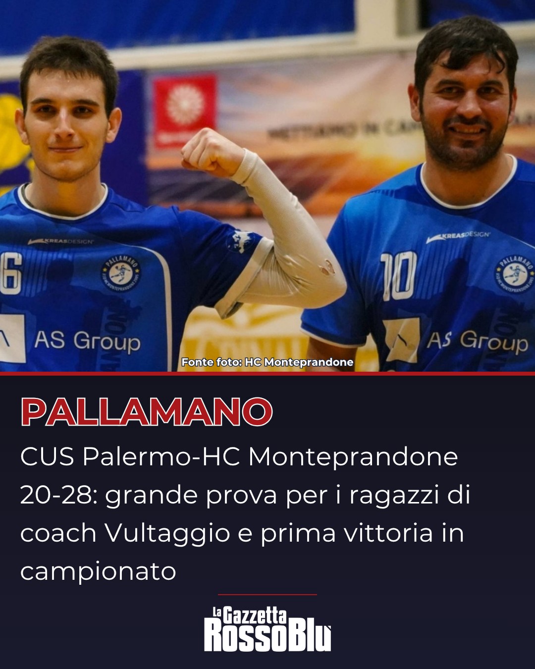 PALLAMANO 🤾‍♂

✅ Grande prova per l'@hc_monteprandone: 28-20 in casa del CUS Palermo e prima vittoria in campionato per i ragazzi di coach Vultaggio

🔜 Il prossimo impegno per Monteprandone sarà al Colle Gioioso sabato 3 ottobre col Genea Lanzara

#cuspalermo #genealanzara #pallamano #handball #serieasilver #pallamanomonteprandone #hcmonteprandone #monteprandone #grb #lagazzettarossoblù