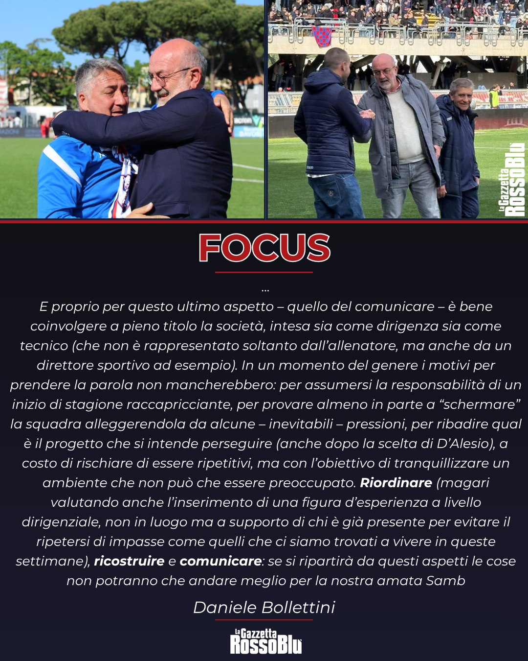 FOCUS 🔎

@u.s.sambenedettese 🔴🔵, alcune nostre riflessioni dopo la scelta di chiudere con Boscaglia e far tornare mister D'Alesio 🔙

✍🏻 Riordinare, ricostruire e comunicare: l'articolo completo lo trovate sul nostro sito

#filippodalesio #robertoboscaglia #vittoriomassi #grb #gazzettarossoblù #samb #sambenedettese #lagazzettarossoblù #calcio #seriec #gironeb #legapro #seriecskywifi
