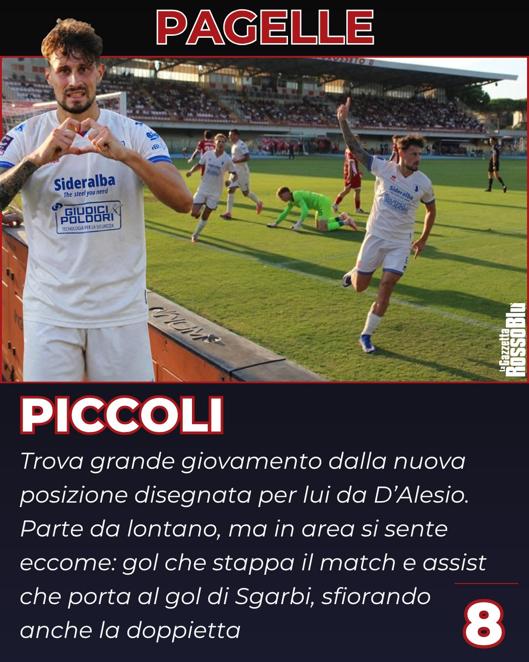 PICCOLI 📋

In una serata già positiva ✅ per l'@u.s.sambenedettese 🔴🔵, @marcopiccoli__ è stato decisamente il migliore dei suoi 🔝, non solo per il gol dell'1-0 🎯

#grossetosamb #grosam #marcopiccoli #pagelle #grb #gazzettarossoblù #samb #sambenedettese #lagazzettarossoblù #calcio #seriec #gironeb #legapro #seriecskywifi