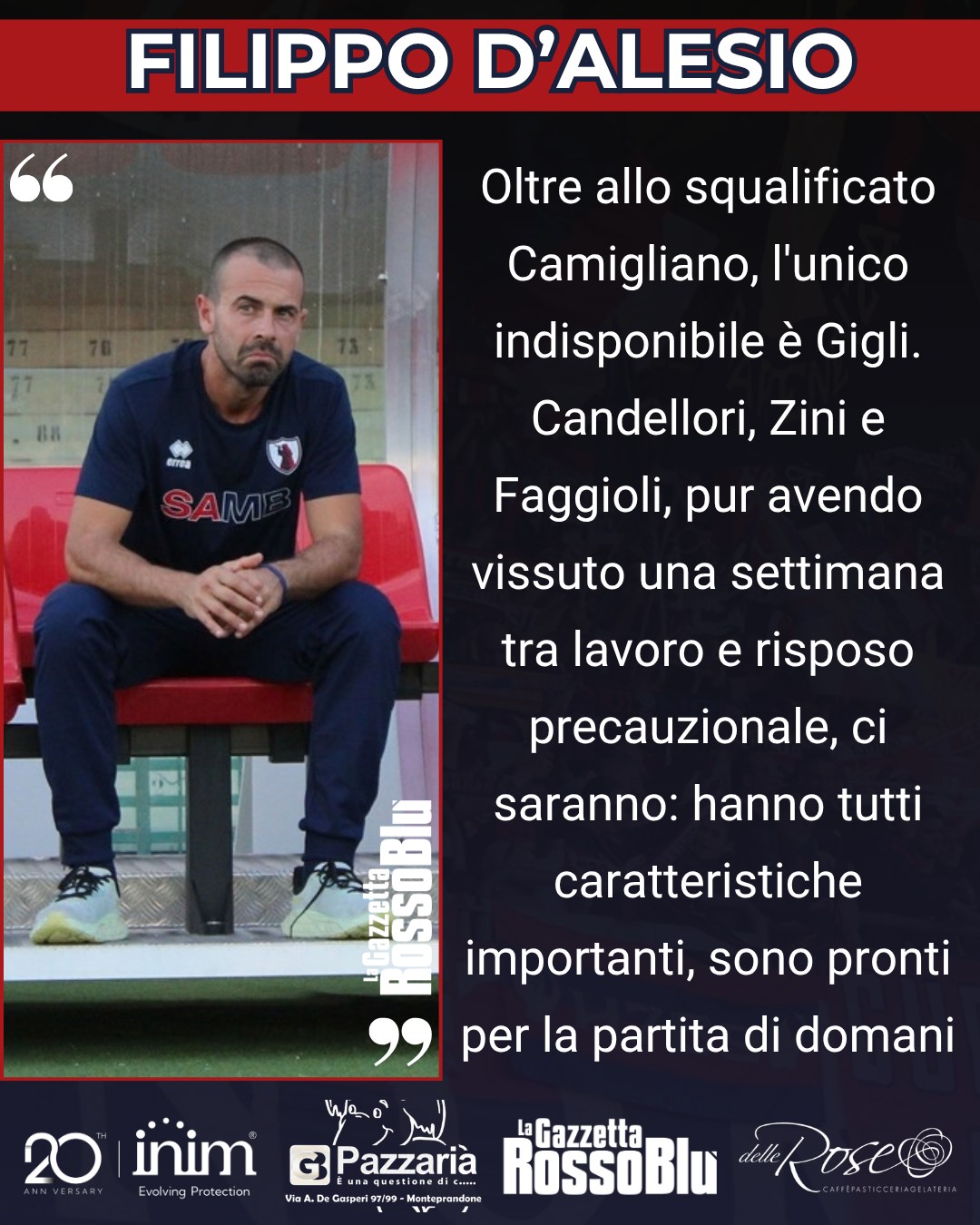MISTER 🎙

@u.s.sambenedettese 🔴🔵, le parole di Filippo D'Alesio prima della sfida col Latina 🏟

#latinasamb #latsam #filippodalesio #grb #gazzettarossoblù #samb #sambenedettese #lagazzettarossoblù #calcio #seriec #gironeb #legapro #seriecskywifi