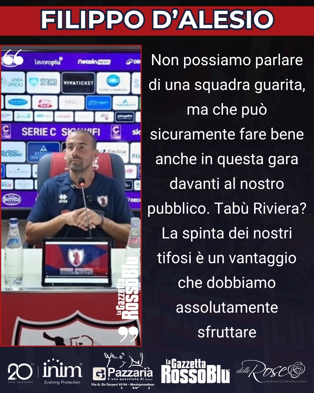 D'ALESIO🎙

U.S. Sambenedettese🔴🔵, le parole di mister Filippo D'Alesio alla vigilia della gara del Riviera contro il Latina

#sambenedettese #sanbenedetto #seriec #samblatina