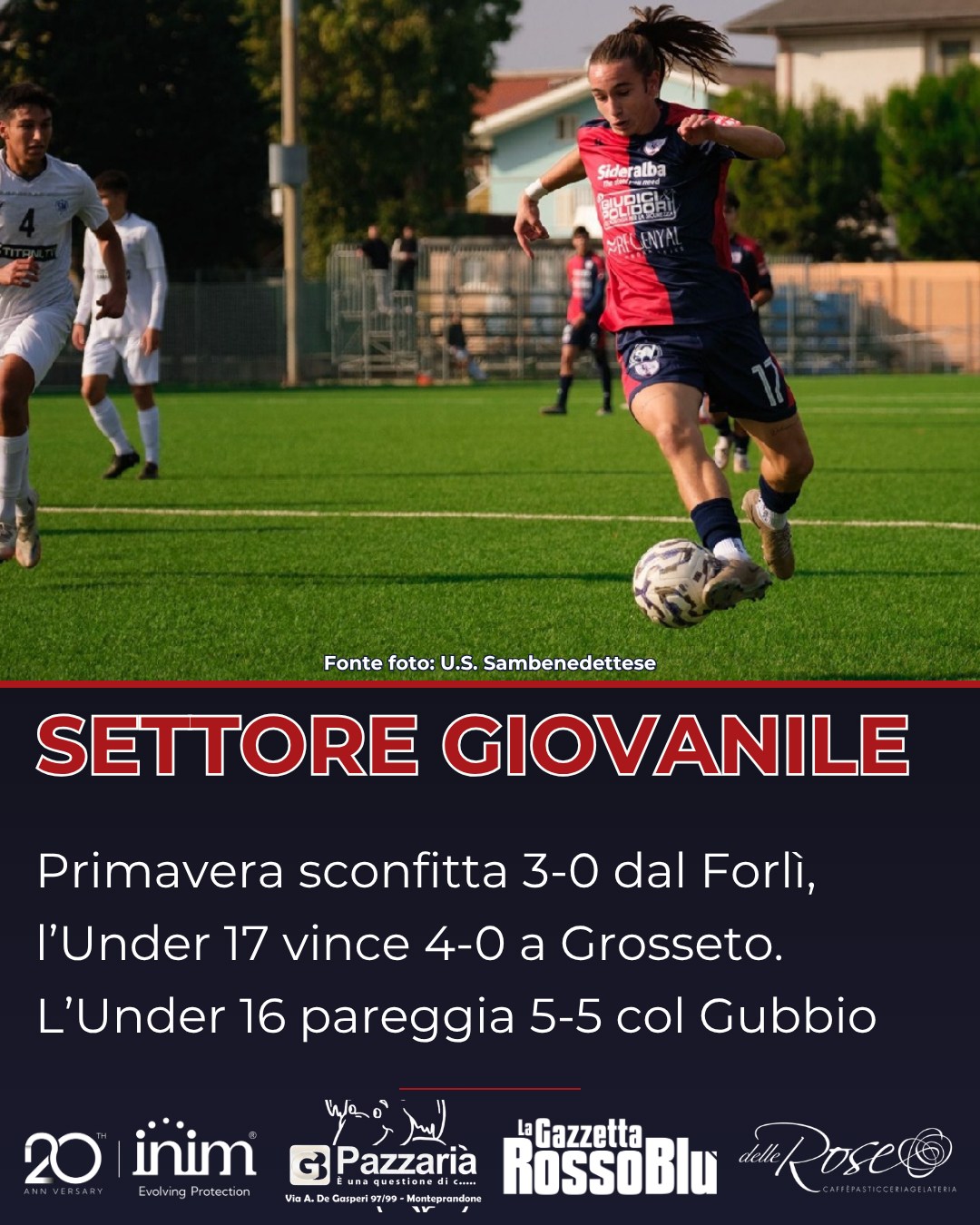 SETTORE GIOVANILE ⚽

Alcuni dei risultati delle formazioni dell'@settoregiovanilesambenedettese 🔴🔵: Primavera sconfitta dal Forlì, vittoria netta per l'Under 17 in casa del Grosseto

#settoregiovanile #vivaio #grb #gazzettarossoblù #samb #sambenedettese #lagazzettarossoblù #calcio #seriec #gironeb #legapro #seriecskywifi