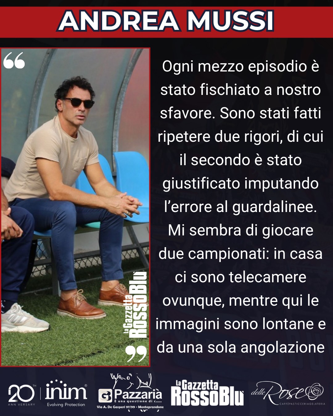 MUSSI 🎙

@u.s.sambenedettese 🔴🔵, le parole del direttore sportivo Andrea Mussi dopo la rocambolesca partita col Vado 🏟

#andreamussi #vadosamb #vadsam #grb #gazzettarossoblù #samb #sambenedettese #lagazzettarossoblù #calcio #seriec #gironeb #legapro #seriecskywifi