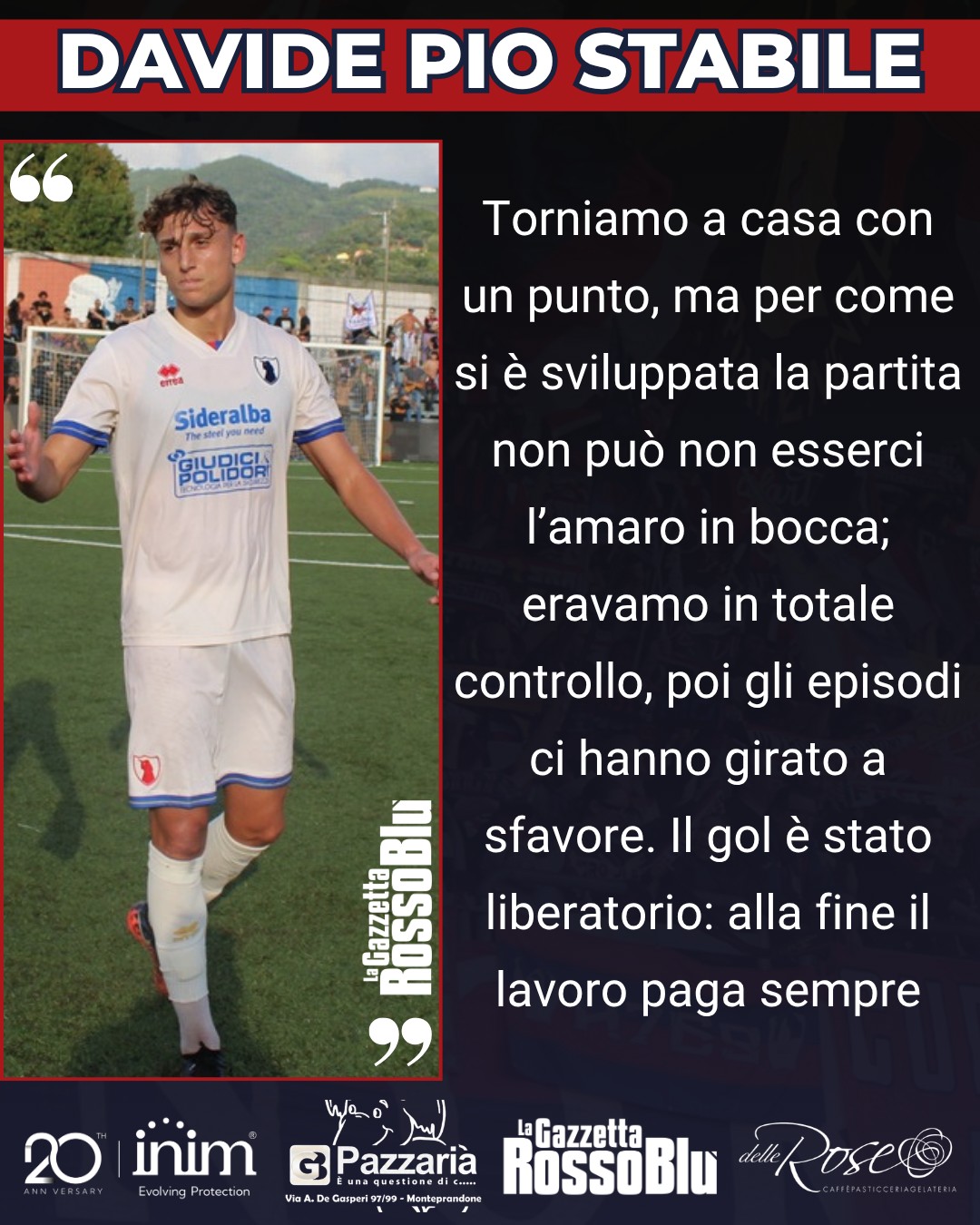 STABILE 🎯

@u.s.sambenedettese 🔴🔵, le parole di @davidestabile_9 🎙 dopo il match di ieri col Vado 🏟 in cui ha trovato il primo gol in campionato ✅

#davidestabile #davidepiostabile #vadsam #vadosamb #grb #gazzettarossoblù #samb #sambenedettese #lagazzettarossoblù #calcio #seriec #gironeb #legapro #seriecskywifi