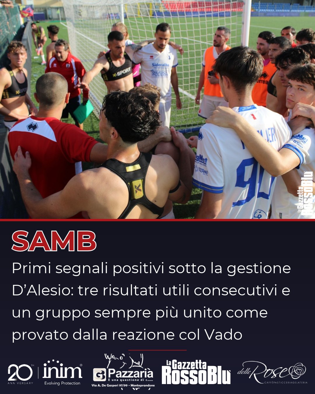 FOCUS 🔎

@u.s.sambenedettese 🔴🔵, prime sensazioni positive sotto la gestione di mister D'Alesio

📈 Tre risultati utili consecutivi nelle sfide con Grosseto, Latina e Vado

💪🏻 Segnali di un gruppo sempre più unito nonostante le difficoltà, come nella reazione del finale di partita a Sestri Levante

#filippodalesio #grb #gazzettarossoblù #samb #sambenedettese #lagazzettarossoblù #calcio #seriec #gironeb #legapro #seriecskywifi