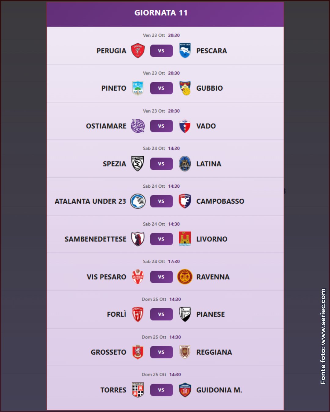 GIORNATA 1⃣1⃣

🗓 Il programma dell'11^ giornata di campionato del girone B di Serie C Sky Wifi

🏟 Ben tre partite si disputeranno venerdì sera. Samb 🔴🔵 in campo sabato alle 14:30 contro il Livorno al Riviera delle Palme

#grb #gazzettarossoblù #samb #sambenedettese #lagazzettarossoblù #calcio #seriec #gironeb #legapro #seriecskywifi