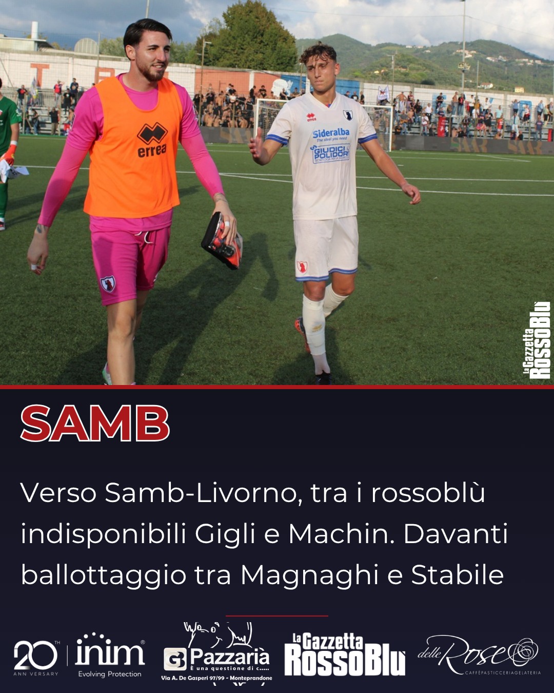 VERSO SAMB-LIVORNO 🏟

@u.s.sambenedettese 🔴🔵, col Livorno indisponibili Gigli e Machin. Per mister D'Alesio ballottaggio tra Magnaghi e Stabile in attacco

#samliv #samblivorno #grb #gazzettarossoblù #samb #sambenedettese #lagazzettarossoblù #calcio #seriec #gironeb #legapro #seriecskywifi