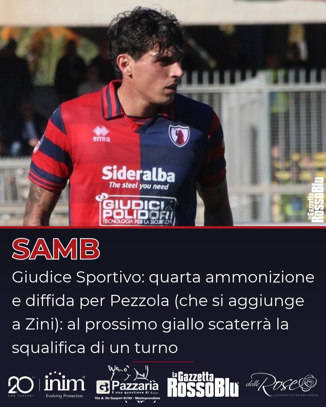 GIUDICE SPORTIVO 👨‍⚖

@u.s.sambenedettese 🔴🔵, entra in diffida Leonardo Pezzola: al prossimo cartellino giallo ⚠ scatterà un turno di squalifica. Stessa condizione per Alessio Zini

#leonardopezzola #giudicesportivo #grb #gazzettarossoblù #samb #sambenedettese #lagazzettarossoblù #calcio #seriec #gironeb #legapro #seriecskywifi