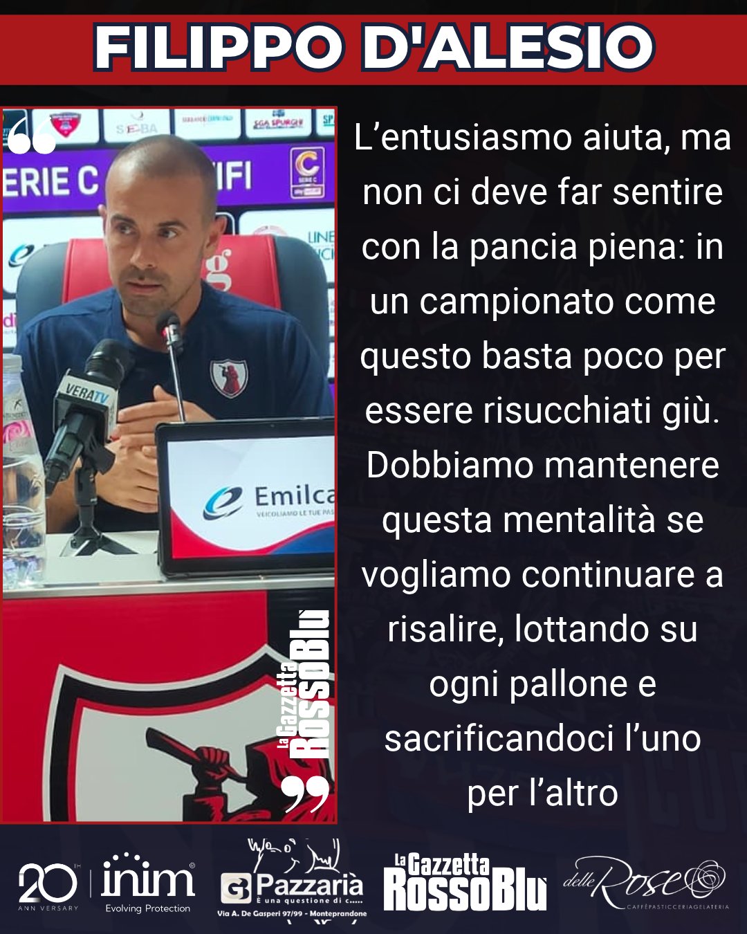 MISTER 🎙

@u.s.sambenedettese 🔴🔵, le parole e la grinta di mister Filippo D'Alesio 💪🏻

#filippodalesio #regsam #reggianasamb #grb #gazzettarossoblù #samb #sambenedettese #lagazzettarossoblù #calcio #seriec #gironeb #legapro #seriecskywifi