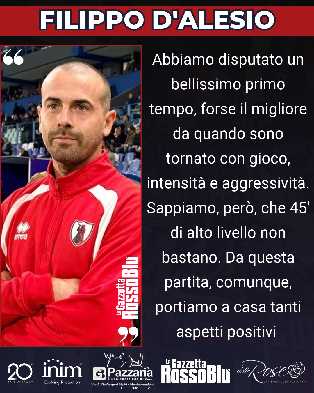 MISTER 🎙

@u.s.sambenedettese 🔴🔵, le parole di mister Filippo D'Alesio dopo la sconfitta con la Reggiana ❌

#regsam #reggianasamb #filippodalesio #grb #gazzettarossoblù #samb #sambenedettese #lagazzettarossoblù #calcio #seriec #gironeb #legapro #seriecskywifi