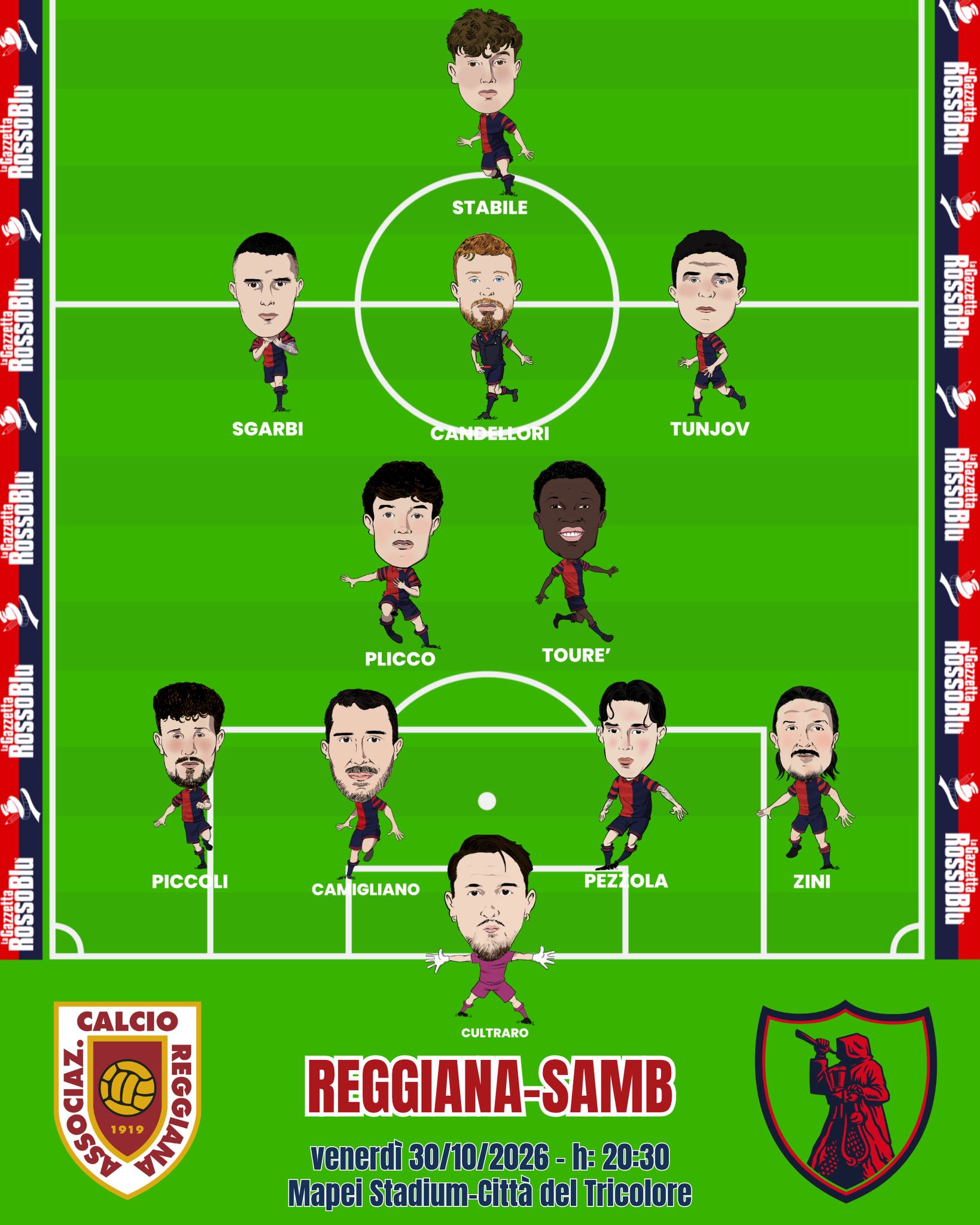 LA FORMAZIONE 1⃣1⃣

La formazione dell'@u.s.sambenedettese 🔴🔵 per la partita in casa della Reggiana 🏟

🎨 @caricaturesumisura

#regsam #reggianasamb #grb #gazzettarossoblù #samb #sambenedettese #lagazzettarossoblù #calcio #seriec #gironeb #legapro #seriecskywifi #caricaturesumisura